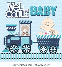 Welcome Baby Train Invitation card