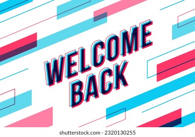 ''Welcome Back'' banner or header for a website. Overlapped elements in isometric style.