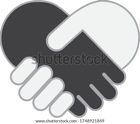 Welcome back, Nice to meet you symbol. Handshake heart icon.