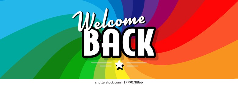 Welcome back on colorful background