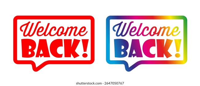 Welcome back on red stamp