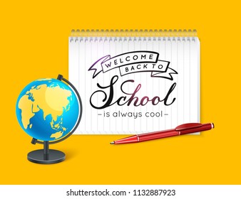 Welcome Back to School 2018 background. Vector illustration EPS 10