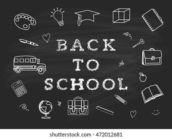 Welcome Back School Background Chalkboard School Stock Vector (Royalty ...