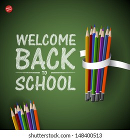 Welcome Back School Background School Equipment Stock Illustration 