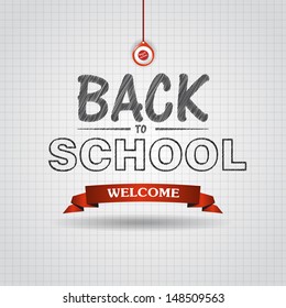 Welcome Back to school background with colorful pencils, vector 