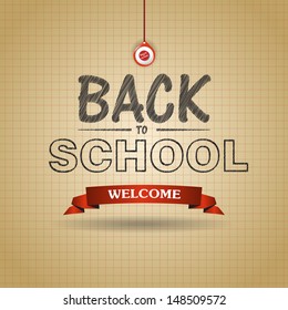 Welcome Back to school background with colorful pencils, vector 