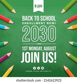 Welcome back to school background with colorful pencils, Concept of education templates for invitation, banner and poster