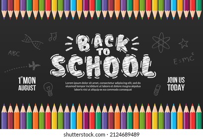 Welcome back to school background with colour pencils, Concept of education banner with back to School lettering design