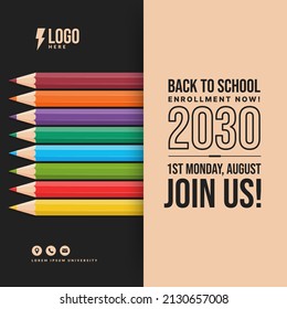Welcome back to school background with colour pencils, Concept of education banner with back to School lettering design