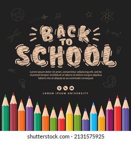 Welcome back to school background with colour pencils, Concept of education banner with back to School lettering design