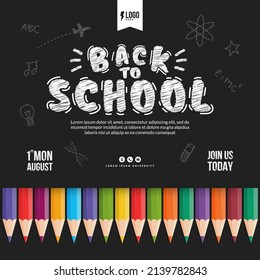 Welcome back to school background with colour pencils, Concept of education banner with back to School lettering design