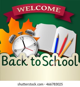 Welcome back to school - background with education things.
