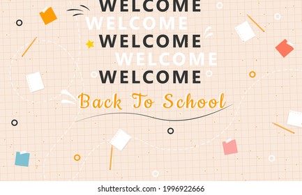 welcome back to school background with school item