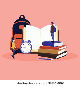 Welcome back to school background. background modern with colorful funny cartoon for educational illustration. vector