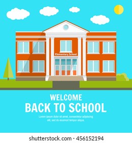 Welcome back to School background with place for your text. Elementary School design template. Back to School banner for website template, cards, posters, logo. Vector illustration.