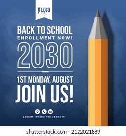 Welcome back to school background with realistic pencil, Concept of education templates for invitation, banner and poster