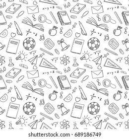 Welcome back to school background, seamless pattern, vector illustration