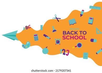 Welcome back to school background with school tools.