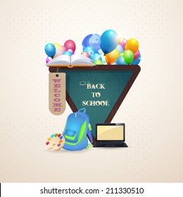 Welcome Back to School background, Vector Objects Illustration