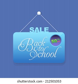 Welcome Back to School background, Vector Hanging Sale Tag Illustration