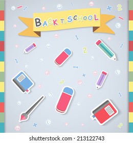 Welcome Back to School background, Vector Objects Illustration