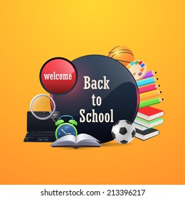 Welcome Back to School background, Vector Objects Illustration