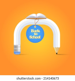 Welcome Back to School background, Vector Pencil Illustration