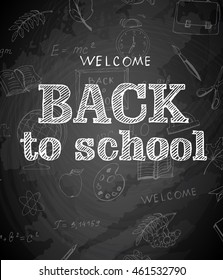 Welcome back to school background, vector illustration