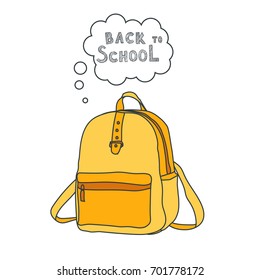 Welcome back to school bag, hand drawn vector illustration.