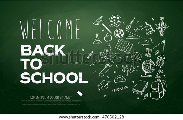 Immagine Vettoriale Stock A Tema Banner Di Bentornato A Scuola Royalty Free