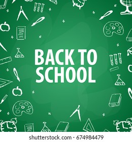 Welcome Back to School banner with different school objects
