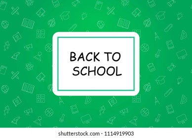 Welcome back to school banner with line icon on blackboard. Design template for banner, poster. Vector illustration