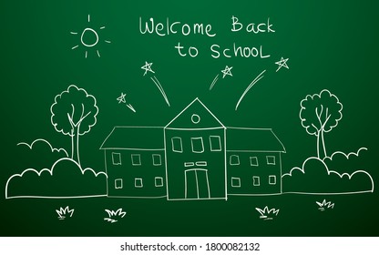 welcome back to school banner template with hand drawn text and school accessory vector illustration eps 10 easy to edit 