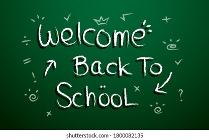 welcome back to school banner template with hand drawn text and school accessory vector illustration eps 10 easy to edit 