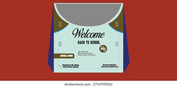 Welcome Back to School Banner Template Design with Discount Offer for Students and Parents Social Media Post Ready