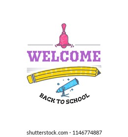 Welcome Back to school banner . Vector illustration.