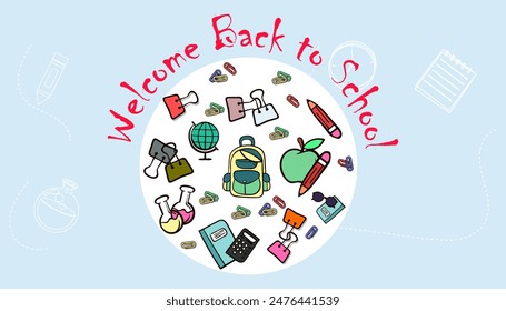 Welcome back to school banner. Vector illustration.