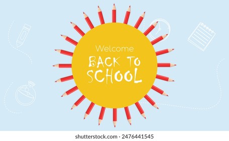 Welcome back to school banner. Vector illustration.