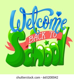 Welcome Back School Banner Vector Illustration Stock Vector (Royalty ...