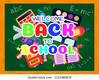 Welcome Back School Bannerposter Colorful School Stock Vector (Royalty ...