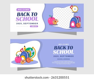 Welcome back to school banners with elements