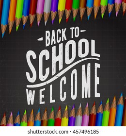 Welcome Back School Black Chalkboard Background Stock Vector (Royalty ...