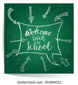 Welcome Back To School. Calligraphic Quote. Vector illustration