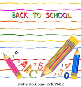 Welcome back to school card. Vector illustration.