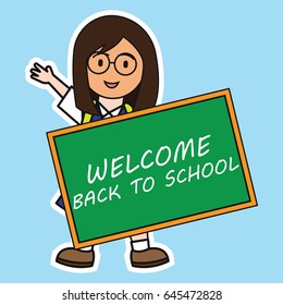 welcome back to school cartoon concept. vector illustration