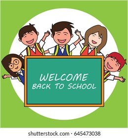 Welcome Back School Cartoon Concept Vector Stock Vector (Royalty Free ...