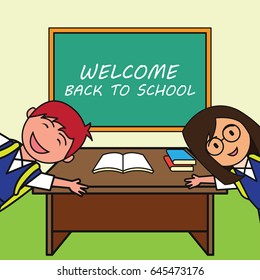 welcome back to school cartoon concept. vector illustration