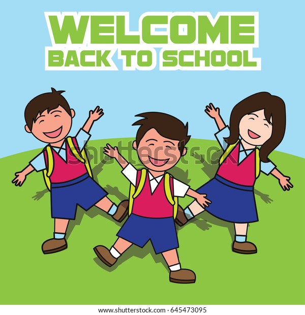 Welcome Back School Cartoon Concept Vector Stock Vector Royalty Free