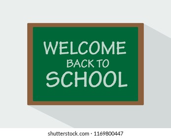 Welcome Back School Chalk On Blackboard Stock Vector (Royalty Free ...