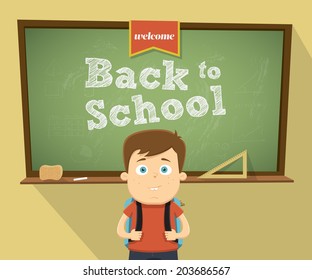 Welcome back to school character design. Vector illustration